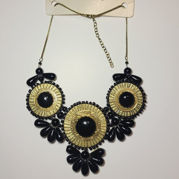 Black and gold  CATO Fashion beaded statement necklace - Picture 1 of 4
